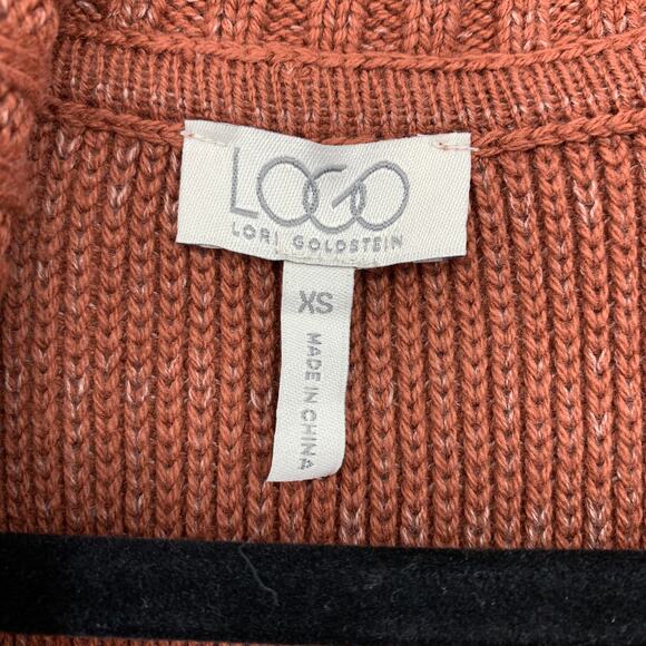 Logo By Lori Goldstein Womens Size XS Cotton Blend Cardigan Rust Brown - Picture 5 of 6